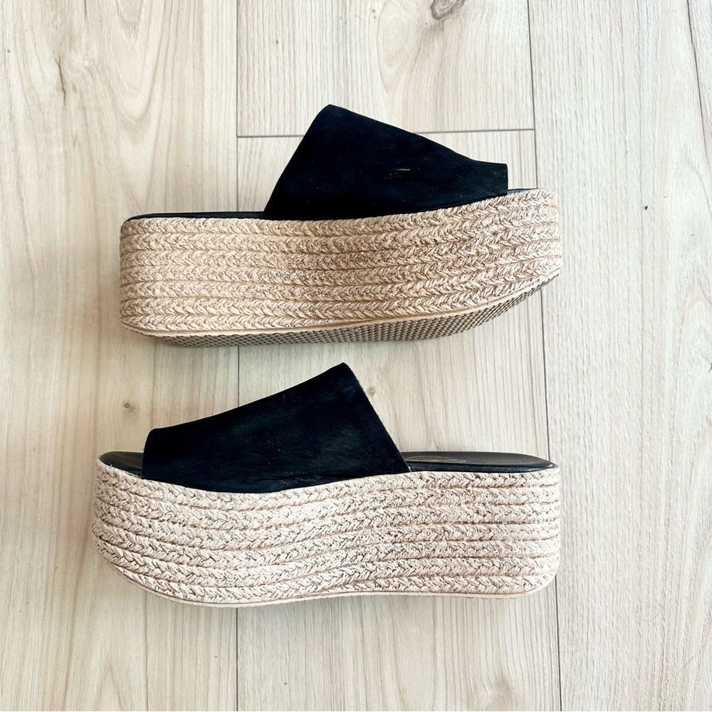Women’s Black Suede Platform Espadrille Slide